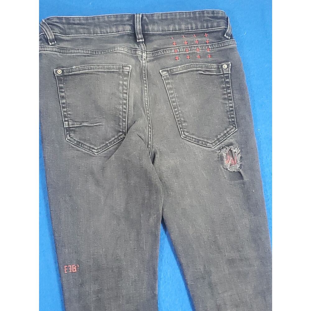 Ksubi Black Denim Skinny Jeans Womens Size 30 Destroyed Ripped Punk StreetweaR - Picture 10 of 16